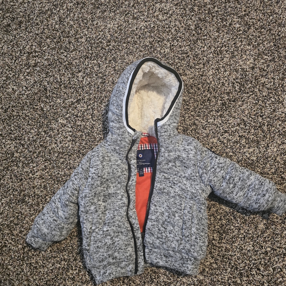 Cozy Gray Hooded Jacket with Red Lining